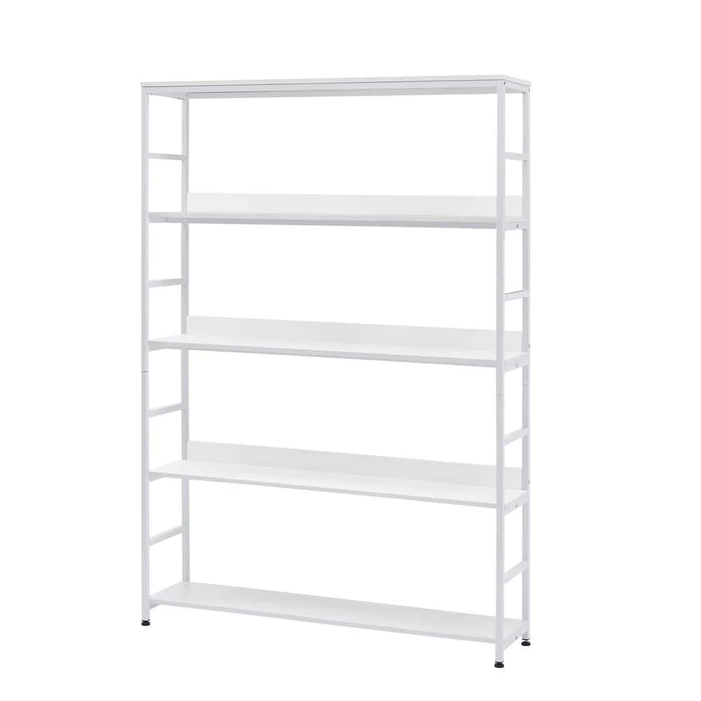 68.9 in. White 5-Tier Home Office Bookcase Open Bookshelf with Metal Frame by ATHMILE 1 68.9 in. White 5-Tier Home Office Bookcase Open Bookshelf with Metal Frame by ATHMILE