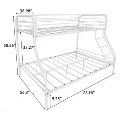 White Twin-Over-Full Metal Bunk Bed by ATHMILE -ATHMILE Sales Store white athmile bunk beds gz b2w20221008 c3 1000