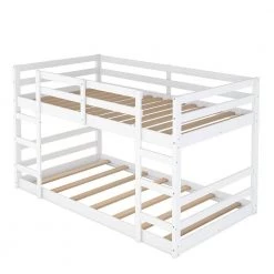 White Twin Over Twin Bunk Bed with Ladder by ATHMILE 12 White Twin Over Twin Bunk Bed with Ladder by ATHMILE -ATHMILE Sales Store white athmile bunk beds gz b2w20221552 1f 1000