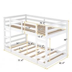 White Twin Over Twin Bunk Bed with Ladder by ATHMILE 11 White Twin Over Twin Bunk Bed with Ladder by ATHMILE -ATHMILE Sales Store white athmile bunk beds gz b2w20221552 4f 1000