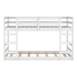 White Twin Over Twin Bunk Bed with Ladder by ATHMILE