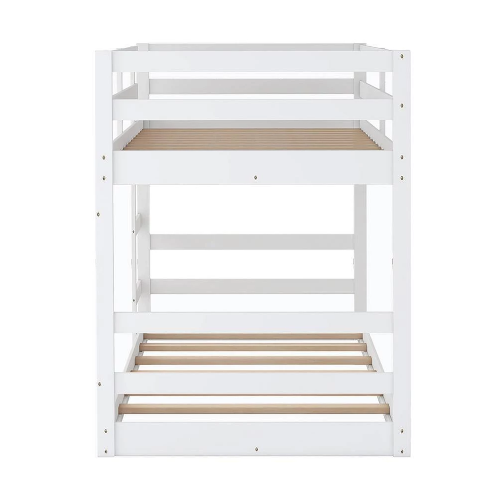 White Twin Over Twin Bunk Bed with Ladder by ATHMILE 2 White Twin Over Twin Bunk Bed with Ladder by ATHMILE - Image 2