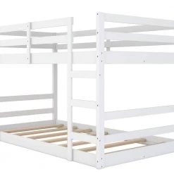 White Twin Over Twin Bunk Bed with Ladder by ATHMILE 14 White Twin Over Twin Bunk Bed with Ladder by ATHMILE -ATHMILE Sales Store white athmile bunk beds gz b2w20221552 fa 1000