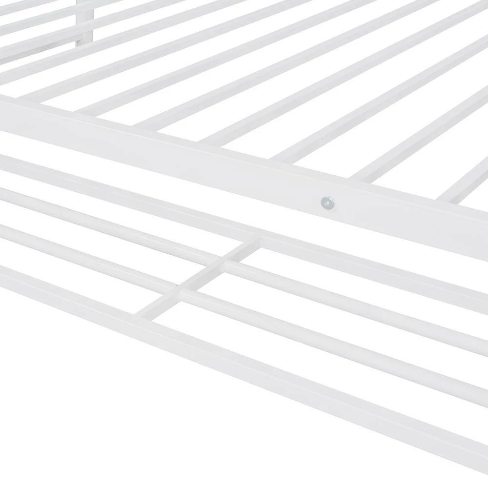 White Twin Over Twin Metal Bunk Bed with Shelf by ATHMILE 5 White Twin Over Twin Metal Bunk Bed with Shelf by ATHMILE - Image 5