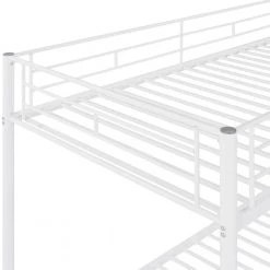 White Twin Over Twin Metal Bunk Bed with Shelf by ATHMILE 14 White Twin Over Twin Metal Bunk Bed with Shelf by ATHMILE -ATHMILE Sales Store white athmile bunk beds gz b2w20221676 44 1000