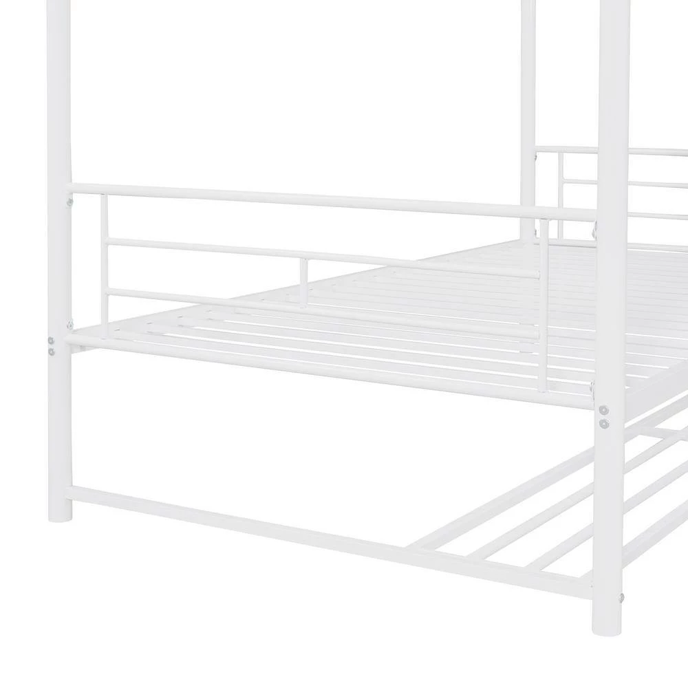 White Twin Over Twin Metal Bunk Bed with Shelf by ATHMILE 7 White Twin Over Twin Metal Bunk Bed with Shelf by ATHMILE - Image 7