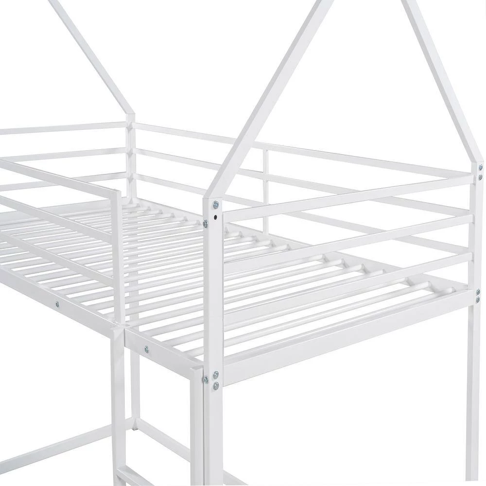 Twin over Twin House Bunk Bed with Built-in Ladder, White by ATHMILE 7 Twin over Twin House Bunk Bed with Built-in Ladder, White by ATHMILE - Image 7