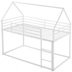 Twin over Twin House Bunk Bed with Built-in Ladder, White by ATHMILE 14 Twin over Twin House Bunk Bed with Built-in Ladder, White by ATHMILE -ATHMILE Sales Store white athmile bunk beds gz wf283080aak 4f 1000