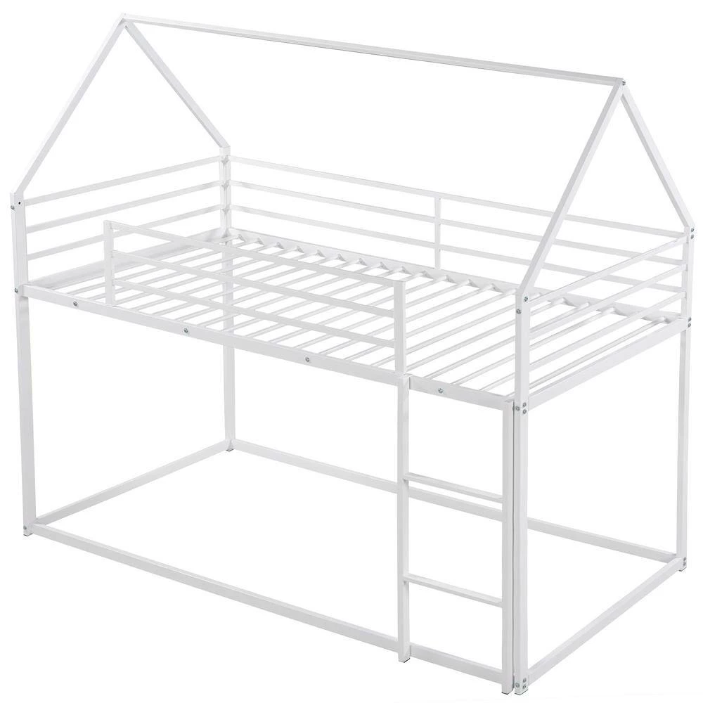 Twin over Twin House Bunk Bed with Built-in Ladder, White by ATHMILE 5 Twin over Twin House Bunk Bed with Built-in Ladder, White by ATHMILE - Image 5