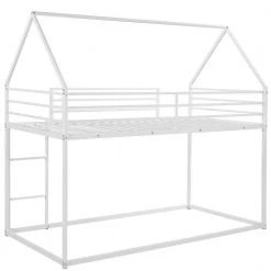 Twin over Twin House Bunk Bed with Built-in Ladder, White by ATHMILE 12 Twin over Twin House Bunk Bed with Built-in Ladder, White by ATHMILE -ATHMILE Sales Store white athmile bunk beds gz wf283080aak 66 1000