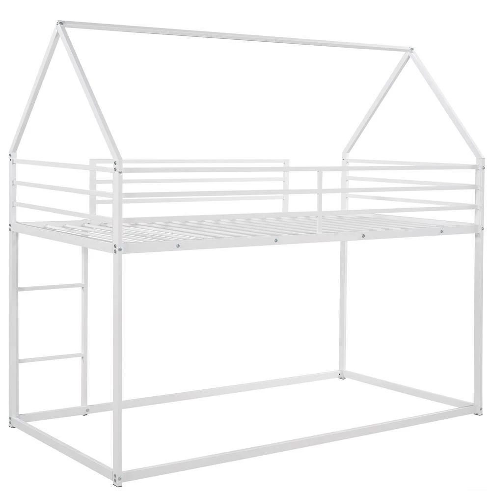 Twin over Twin House Bunk Bed with Built-in Ladder, White by ATHMILE 3 Twin over Twin House Bunk Bed with Built-in Ladder, White by ATHMILE - Image 3
