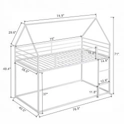 Twin over Twin House Bunk Bed with Built-in Ladder, White by ATHMILE 13 Twin over Twin House Bunk Bed with Built-in Ladder, White by ATHMILE -ATHMILE Sales Store white athmile bunk beds gz wf283080aak c3 1000