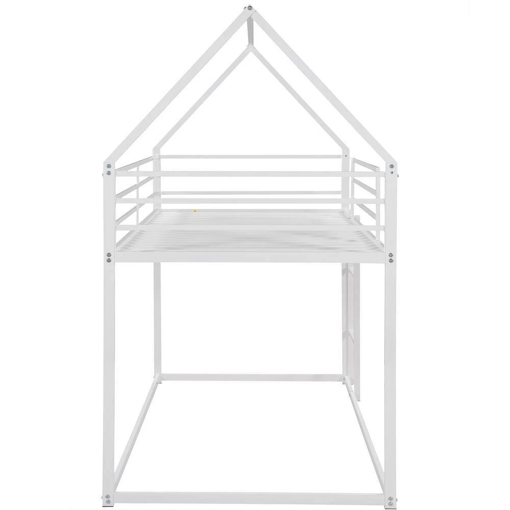 Twin over Twin House Bunk Bed with Built-in Ladder, White by ATHMILE 2 Twin over Twin House Bunk Bed with Built-in Ladder, White by ATHMILE - Image 2