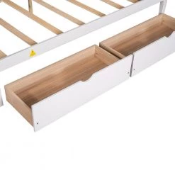 Full Size Canopy Platform Bed with 2-Drawers, With Slat Support Leg, White by ATHMILE -ATHMILE Sales Store white athmile canopy beds gz b2n7090006 44 1000