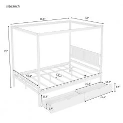 Full Size Canopy Platform Bed with 2-Drawers, With Slat Support Leg, White by ATHMILE -ATHMILE Sales Store white athmile canopy beds gz b2n7090006 c3 1000