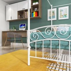 77.95 in. W White Non-upholstered Metal Frame Twin Canopy Bed by ATHMILE 9 77.95 in. W White Non-upholstered Metal Frame Twin Canopy Bed by ATHMILE -ATHMILE Sales Store white athmile canopy beds gz b2w20221393 4f 1000