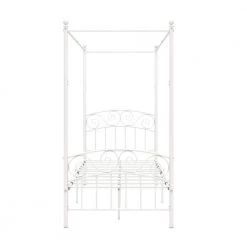 77.95 in. W White Non-upholstered Metal Frame Twin Canopy Bed by ATHMILE
