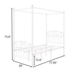 77.95 in. W White Non-upholstered Metal Frame Twin Canopy Bed by ATHMILE 8 77.95 in. W White Non-upholstered Metal Frame Twin Canopy Bed by ATHMILE -ATHMILE Sales Store white athmile canopy beds gz b2w20221393 c3 1000