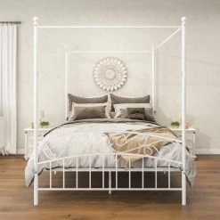 83.46 in. W White Non-Upholstered Metal Frame Twin Canopy Bed by ATHMILE 8 83.46 in. W White Non-Upholstered Metal Frame Twin Canopy Bed by ATHMILE -ATHMILE Sales Store white athmile canopy beds gz b2w20221397 4f 1000