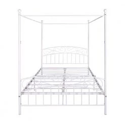 83.46 in. W White Non-Upholstered Metal Frame Twin Canopy Bed by ATHMILE