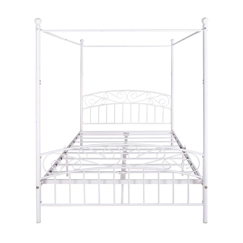 83.46 in. W White Non-Upholstered Metal Frame Twin Canopy Bed by ATHMILE 1 83.46 in. W White Non-Upholstered Metal Frame Twin Canopy Bed by ATHMILE
