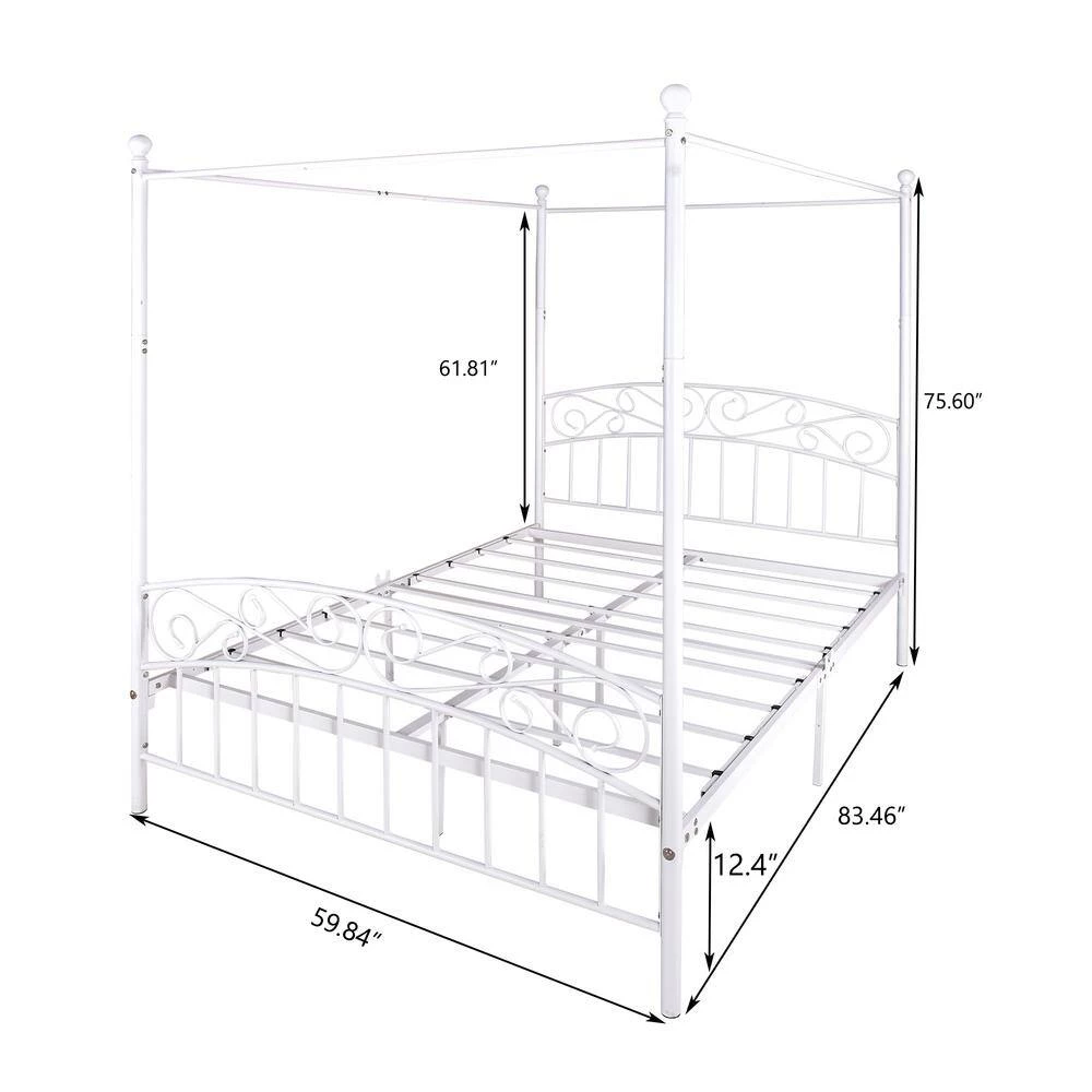 83.46 in. W White Non-Upholstered Metal Frame Twin Canopy Bed by ATHMILE 3 83.46 in. W White Non-Upholstered Metal Frame Twin Canopy Bed by ATHMILE - Image 3