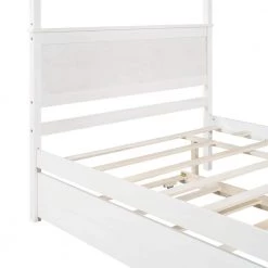 79.5 in. W White Full Wood Canopy Bed with Trundle Bed by ATHMILE 13 79.5 in. W White Full Wood Canopy Bed with Trundle Bed by ATHMILE -ATHMILE Sales Store white athmile canopy beds gz b2w20221658 1f 1000