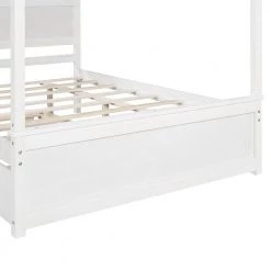 79.5 in. W White Full Wood Canopy Bed with Trundle Bed by ATHMILE 16 79.5 in. W White Full Wood Canopy Bed with Trundle Bed by ATHMILE -ATHMILE Sales Store white athmile canopy beds gz b2w20221658 76 1000