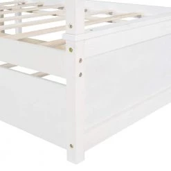 79.5 in. W White Full Wood Canopy Bed with Trundle Bed by ATHMILE 15 79.5 in. W White Full Wood Canopy Bed with Trundle Bed by ATHMILE -ATHMILE Sales Store white athmile canopy beds gz b2w20221658 fa 1000