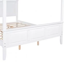 Queen Size Canopy Platform Bed with Headboard and Footboard, Slat Support Leg, White by ATHMILE 16 Queen Size Canopy Platform Bed with Headboard and Footboard, Slat Support Leg, White by ATHMILE -ATHMILE Sales Store white athmile canopy beds gz gx000516aak 44 1000