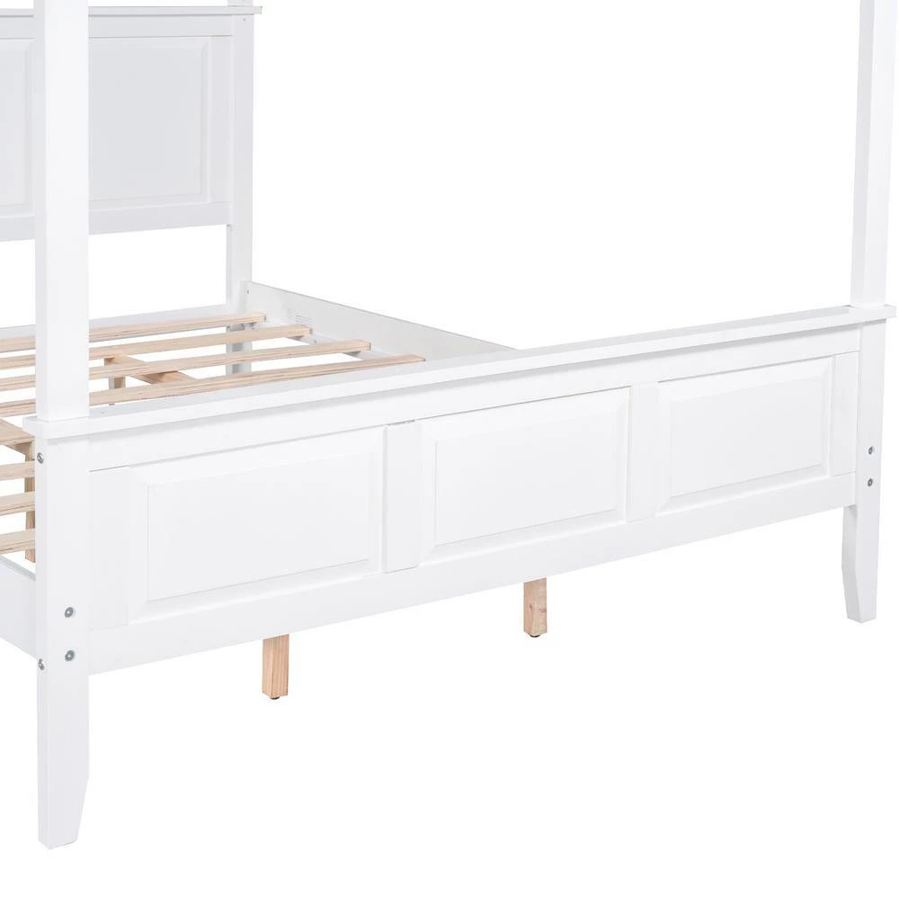 Queen Size Canopy Platform Bed with Headboard and Footboard, Slat Support Leg, White by ATHMILE 7 Queen Size Canopy Platform Bed with Headboard and Footboard, Slat Support Leg, White by ATHMILE - Image 7