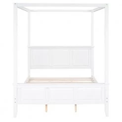 Queen Size Canopy Platform Bed with Headboard and Footboard, Slat Support Leg, White by ATHMILE 18 Queen Size Canopy Platform Bed with Headboard and Footboard, Slat Support Leg, White by ATHMILE -ATHMILE Sales Store white athmile canopy beds gz gx000516aak 76 1000