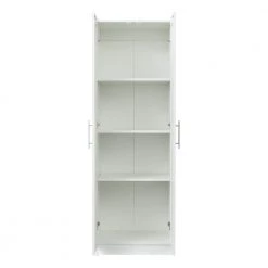 White High Wardrobe and Kitchen Cabinet with 2-Doors and 3-Partitions by ATHMILE -ATHMILE Sales Store white athmile coat racks gz b2w20220709 4f 1000