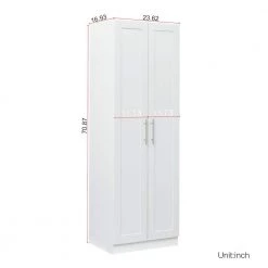 White High Wardrobe and Kitchen Cabinet with 2-Doors and 3-Partitions by ATHMILE -ATHMILE Sales Store white athmile coat racks gz b2w20220709 c3 1000