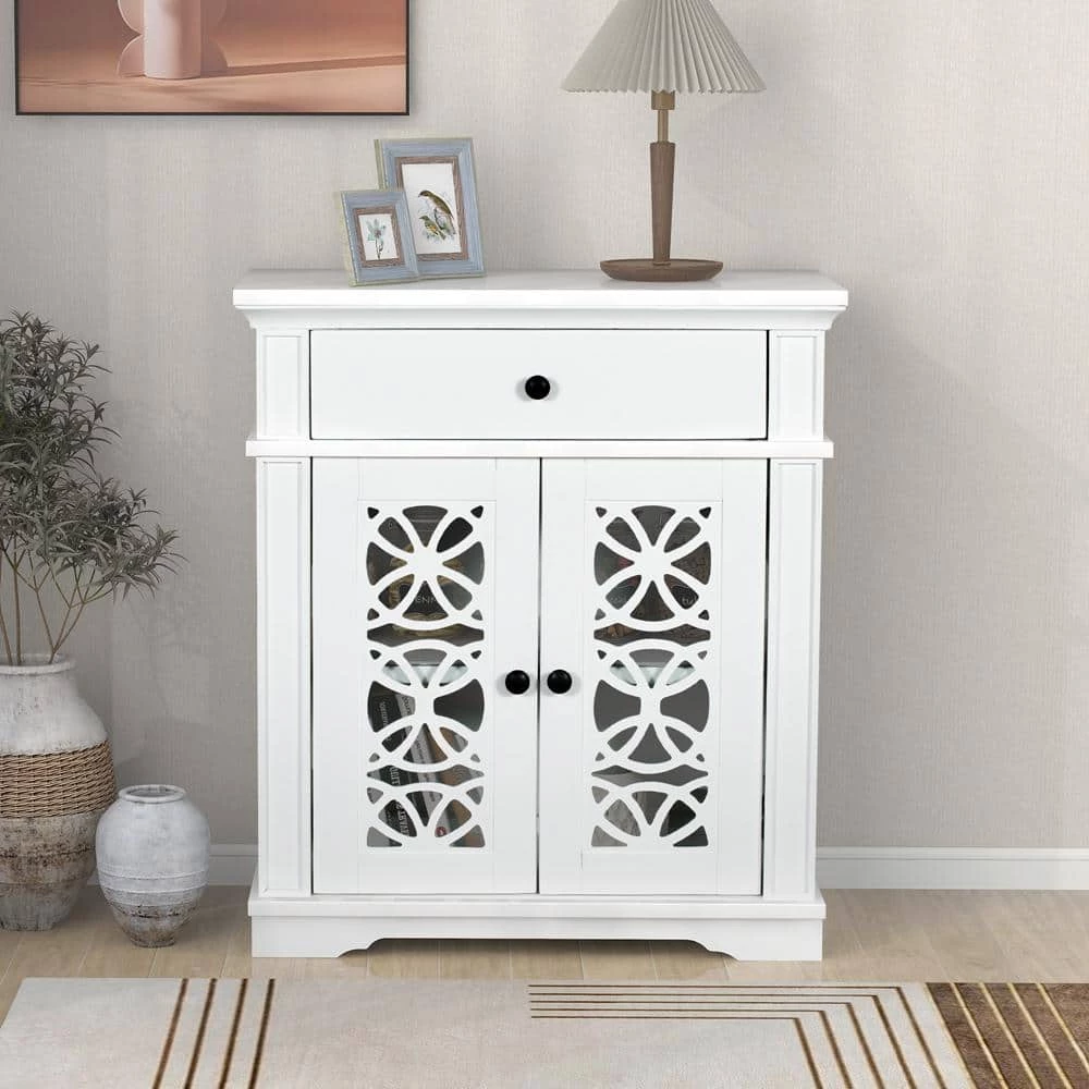 30.3 in. White Standard Rectangle Wood Console Table by ATHMILE 7 30.3 in. White Standard Rectangle Wood Console Table by ATHMILE - Image 7