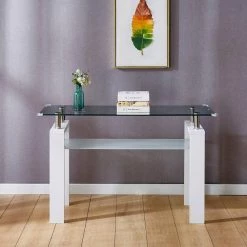 47.2 in. White Standard Rectangle MDF Console Table by ATHMILE -ATHMILE Sales Store white athmile console tables dsw124150334 31 1000
