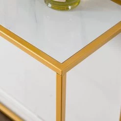 41.73 in. White Standard Rectangle Metal Console Table by ATHMILE -ATHMILE Sales Store white athmile console tables dsw37022634 1f 1000