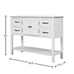 43 in. White Rectangle Wood Console Table with 4-Drawers, 1 Cabinet and 1-Shelf by ATHMILE -ATHMILE Sales Store white athmile console tables gz b2w20220241 40 1000