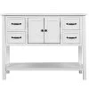 43 in. White Rectangle Wood Console Table with 4-Drawers, 1 Cabinet and 1-Shelf by ATHMILE