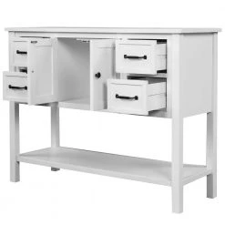 43 in. White Rectangle Wood Console Table with 4-Drawers, 1 Cabinet and 1-Shelf by ATHMILE -ATHMILE Sales Store white athmile console tables gz b2w20220241 76 1000