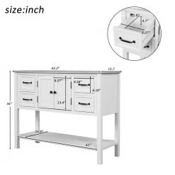 43 in. White Rectangle Wood Console Table with 4-Drawers, 1 Cabinet and 1-Shelf by ATHMILE -ATHMILE Sales Store white athmile console tables gz b2w20220241 c3 1000