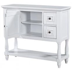 39.4 in. White Rectangle Wood Console Table with 4-Drawers, 1 Cabinet and 1-Shelf by ATHMILE 17 39.4 in. White Rectangle Wood Console Table with 4-Drawers, 1 Cabinet and 1-Shelf by ATHMILE -ATHMILE Sales Store white athmile console tables gz b2w20220400 1f 1000