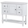 39.4 in. White Rectangle Wood Console Table with 4-Drawers, 1 Cabinet and 1-Shelf by ATHMILE