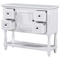 39.4 in. White Rectangle Wood Console Table with 4-Drawers, 1 Cabinet and 1-Shelf by ATHMILE 20 39.4 in. White Rectangle Wood Console Table with 4-Drawers, 1 Cabinet and 1-Shelf by ATHMILE -ATHMILE Sales Store white athmile console tables gz b2w20220400 76 1000