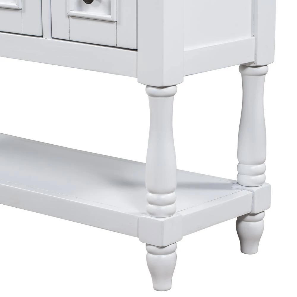 39.4 in. White Rectangle Wood Console Table with 4-Drawers, 1 Cabinet and 1-Shelf by ATHMILE 9 39.4 in. White Rectangle Wood Console Table with 4-Drawers, 1 Cabinet and 1-Shelf by ATHMILE - Image 9