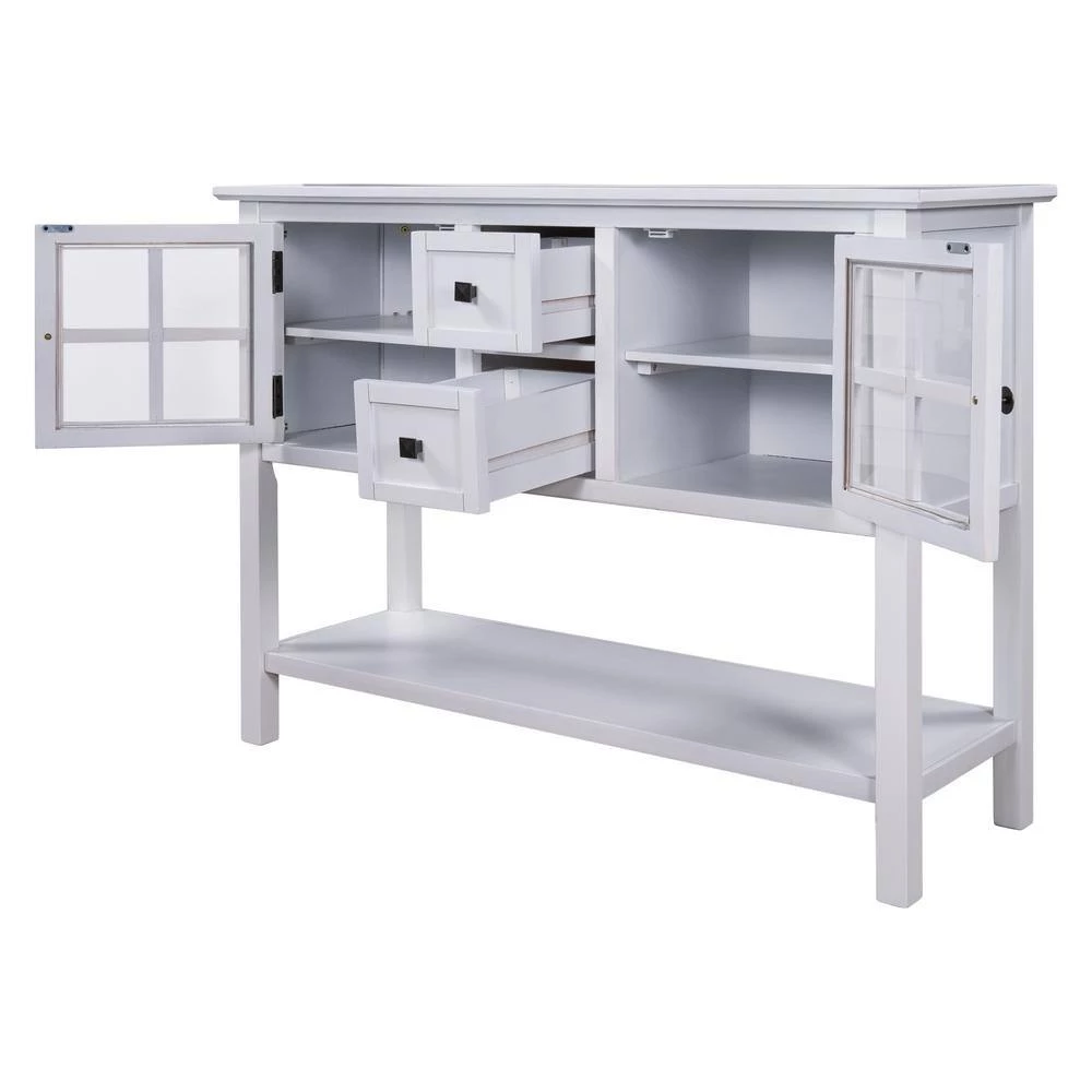 45 in. White Modern Rectangle Wood Console Table with 2-Drawers, 2-Cabinets and 1-Shelf by ATHMILE 6 45 in. White Modern Rectangle Wood Console Table with 2-Drawers, 2-Cabinets and 1-Shelf by ATHMILE - Image 6