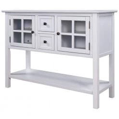 45 in. White Modern Rectangle Wood Console Table with 2-Drawers, 2-Cabinets and 1-Shelf by ATHMILE