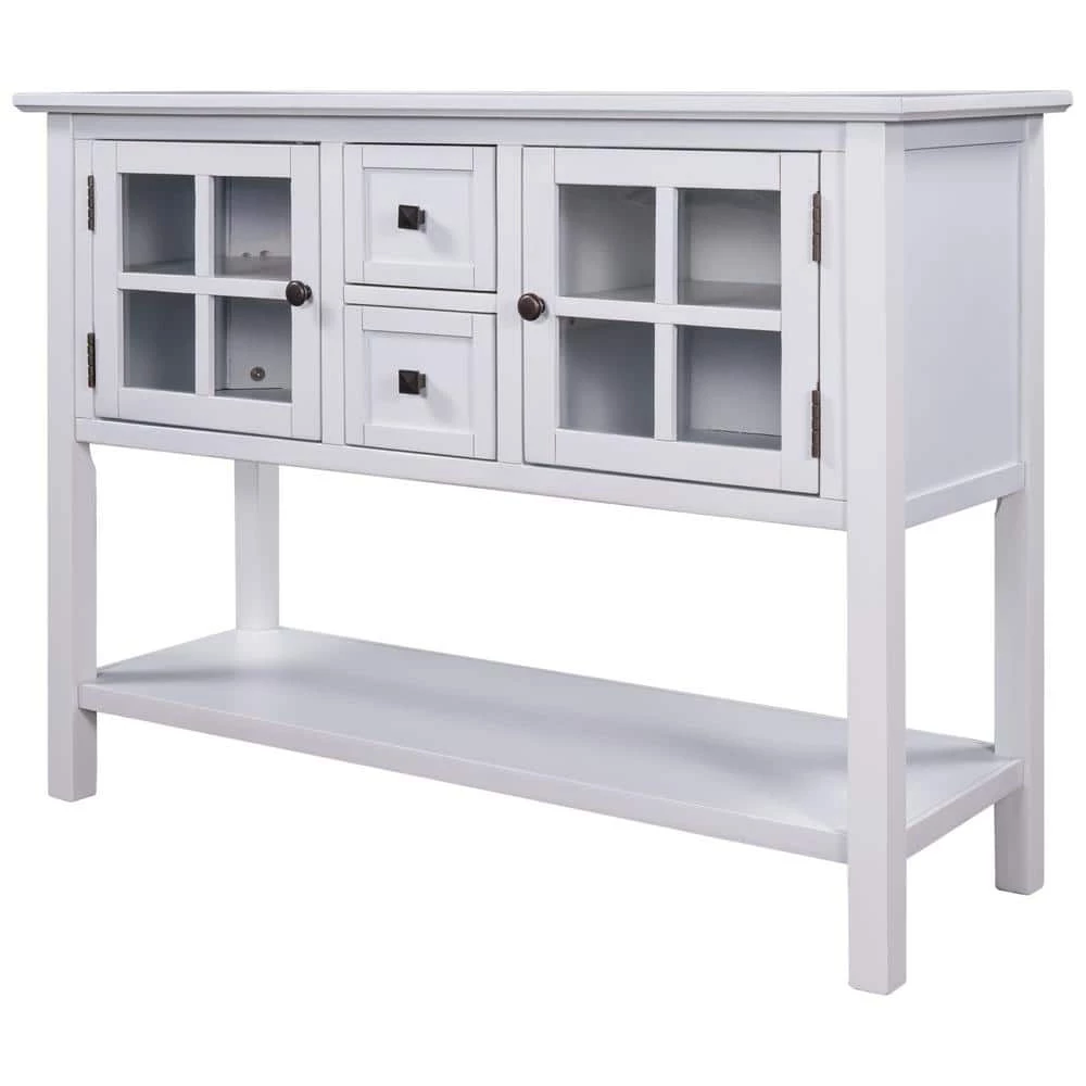 45 in. White Modern Rectangle Wood Console Table with 2-Drawers, 2-Cabinets and 1-Shelf by ATHMILE 1 45 in. White Modern Rectangle Wood Console Table with 2-Drawers, 2-Cabinets and 1-Shelf by ATHMILE