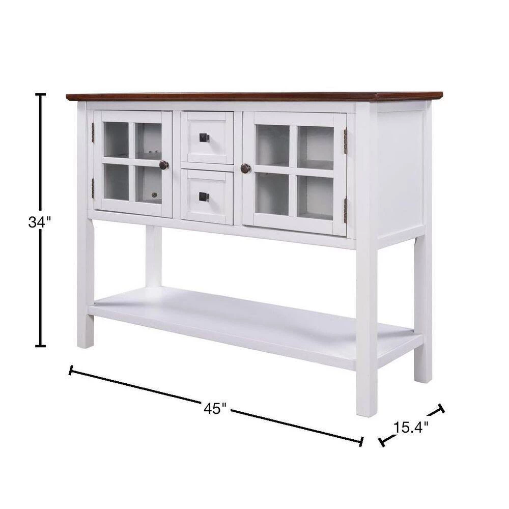 45 in. White Modern Rectangle Wood Console Table with 2-Drawers, 2-Cabinets and 1-Shelf by ATHMILE 3 45 in. White Modern Rectangle Wood Console Table with 2-Drawers, 2-Cabinets and 1-Shelf by ATHMILE - Image 3