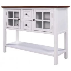 45 in. White Modern Rectangle Wood Console Table with 2-Drawers, 2-Cabinets and 1-Shelf by ATHMILE